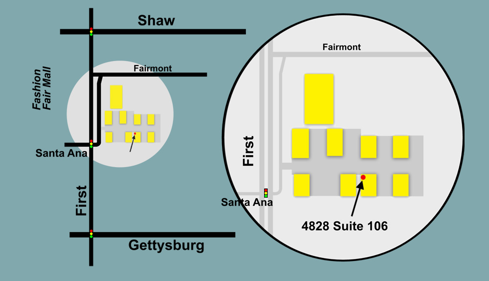 Map to Fresno Dentures